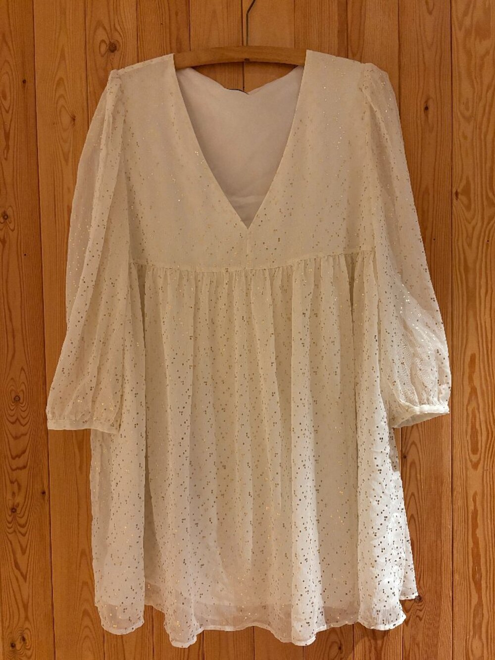 White and Gold Sparkle Sunday Best Babydoll Dress